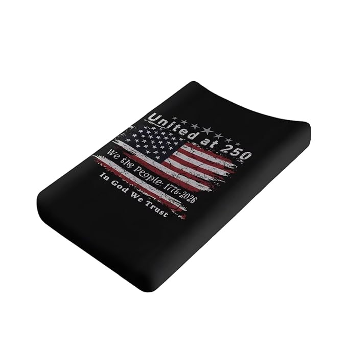 250 Year American Anniversary Changing Pad Covers American Flag Changing Pad Cover Black Diaper Changing Pad Cover Portable 32''*16'' Changing Pad -Cover