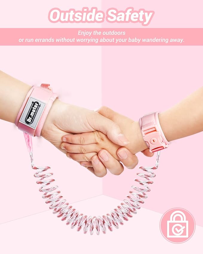 Dr.meter Kids Leash for Toddler, Reflective Anti Lost Wrist Link with Key & Lock, 8.2ft Safety Wristband Child Walking Harness for Supermarket Mall Airport Amusement Park Zoo Outdoor
