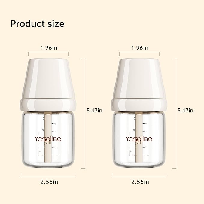Natural Nursing Glass Baby Bottle - with Anti-Colic Vent System - BPA-Free, 5oz with Medium Flow Nipple, 0-6 Months, 2 Pack (Includes 4pcs Nipples)