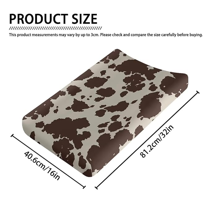 Cow Print Changing Pad Cover Brown Diaper Changing Pad Cover Soft & Breathable Comfy Diaper Change Table Sheets Universal Fit Cradle Mattress Sheets for Baby Girls Boys