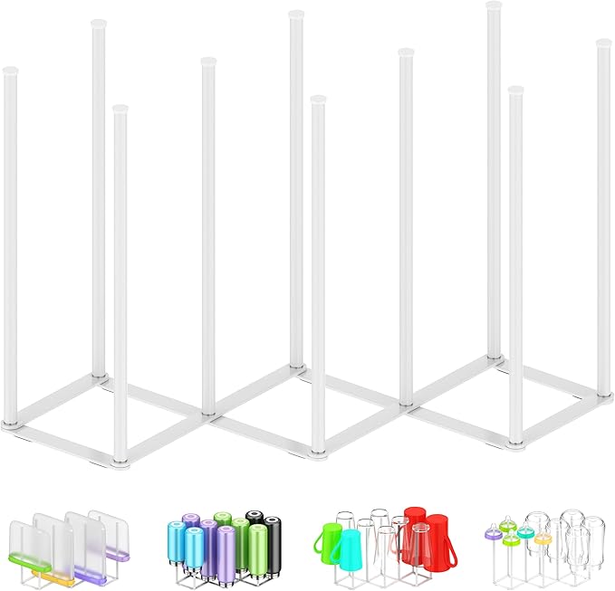 Collapsible Bottle Drying Rack, Foldable Baby Bottle Drying Rack, Portable Drainer Stand Holder for Water Bottles, Cup, Reusable Silicone Bag, Cutting Board (White)