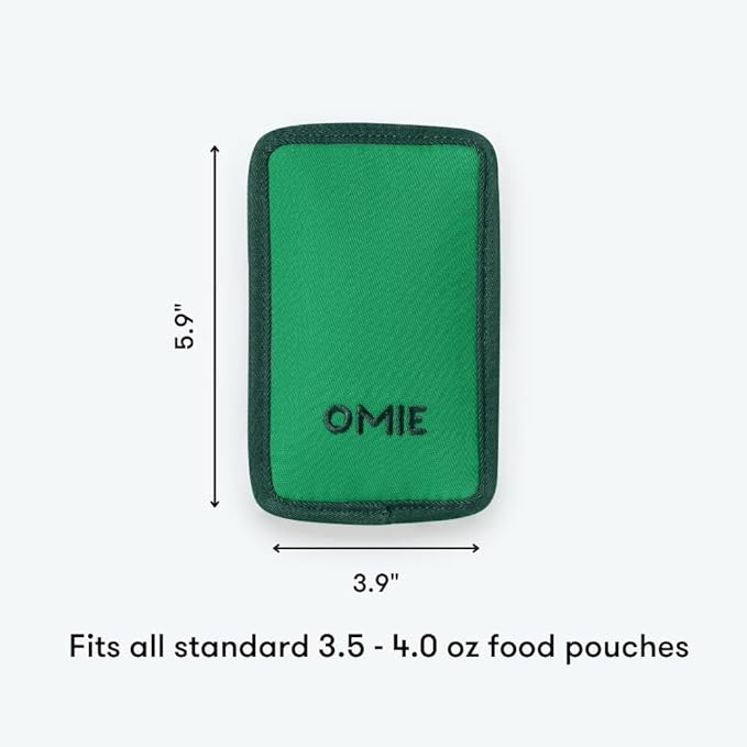 Omie OmieChill | Travel Food Pouch Cooler | Fits Standard 3.5-4 oz Food Pouches | 100% Nylon Sleeve with Freezable Pack (Green)