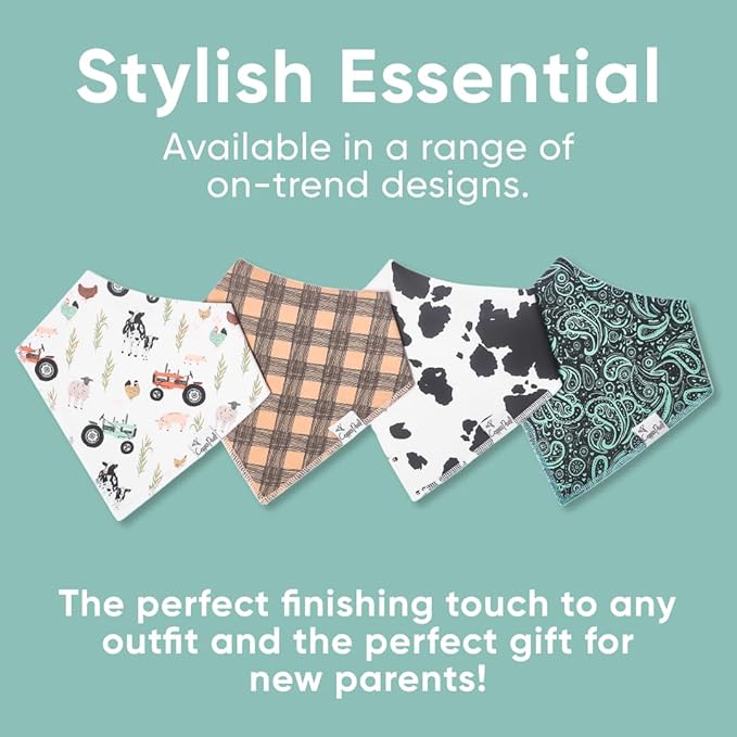 Copper Pearl Baby Bandana Bibs, 4 Pack