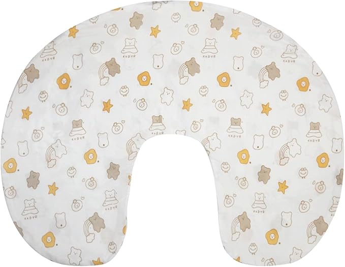 Nursing Pillow Cover(Only Pillowcase) Soft Cotton Removable Cover for Breastfeeding Pillows, Ultra Comfortable Breathable Slipcover for Newborn Baby Girl and Boy (Yellow Star)