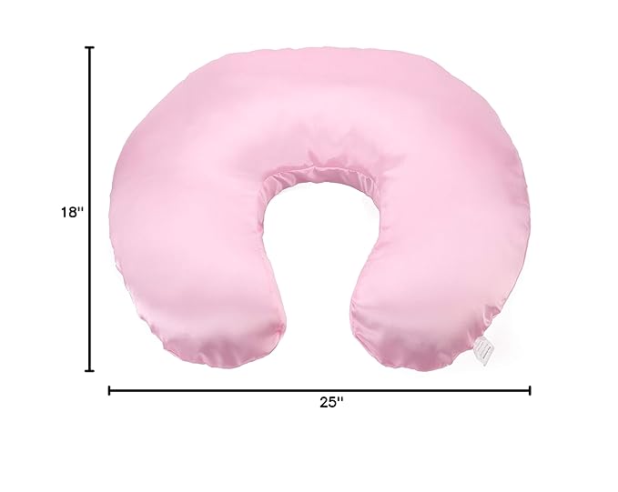 Pro Goleem Satin Nursing Pillow Cover Silk Feeling Soft Feeding Pillow Slipcover for Breastfeeding Moms Fits Standard Infant Nursing Pillow or Positioner Pink