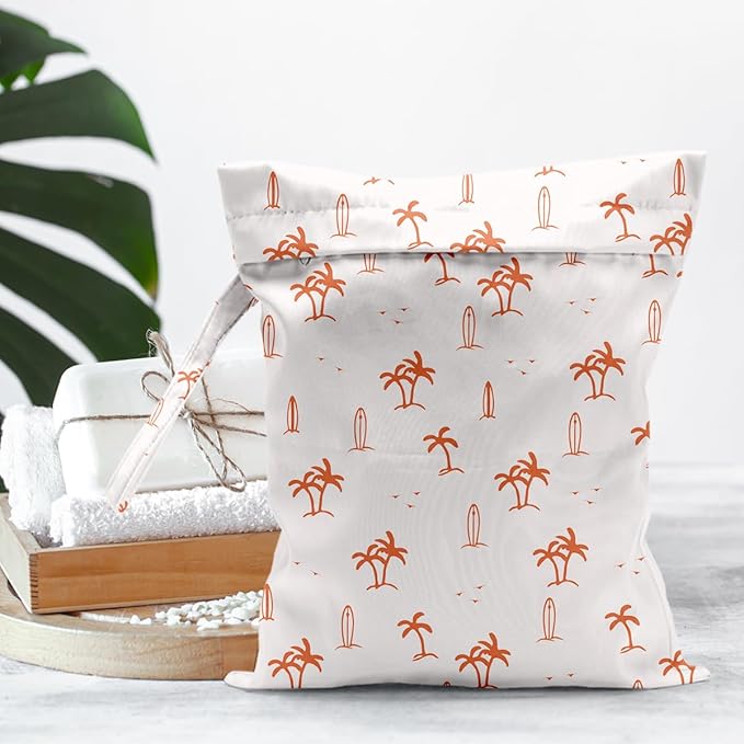 Waterproof Cloth Diaper Wet Dry Bag Reusable Travel Beach Pool Daycare Soiled Toddler Items Yoga Gym Bag for Swimsuits Wet Clothes Bags - Sailboat Coconut Tree Pattern