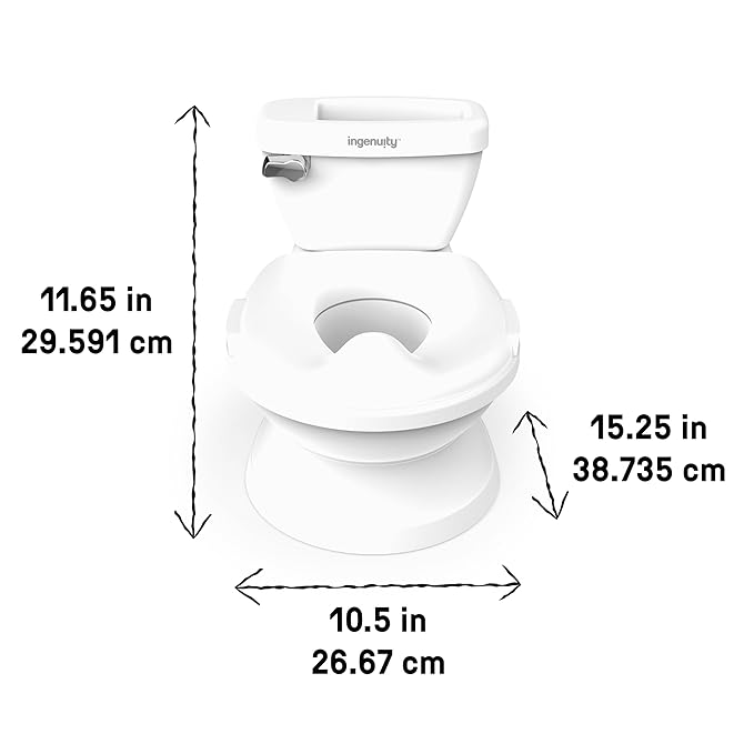 Ingenuity My Size Potty Pro 2-in-1 Potty Training Toilet, Floor Potty with Removable Potty Seat for Standard Toilets, Realistic Flushing Sound, For Toddlers Ages 18+ months, Up to 50 lb