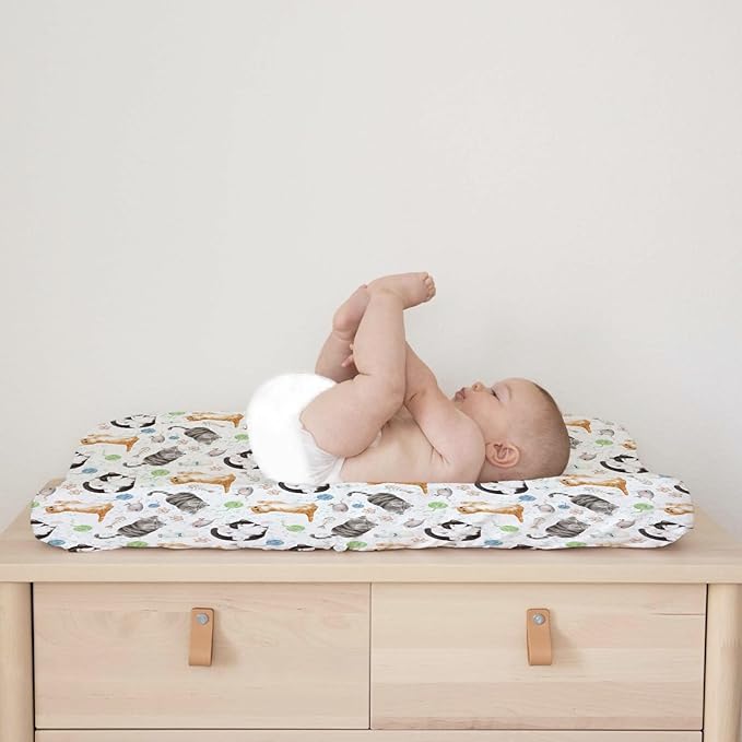 Watercolor Cats Changing Pad Covers Cute Cats Paws Milk Baby Changing Table Sheet for Boy Girl Cats Lovers Gift Soft Breathable Stretch Fitted Diaper Changing Pad Table Mats Nursery Bedding 32''x16''