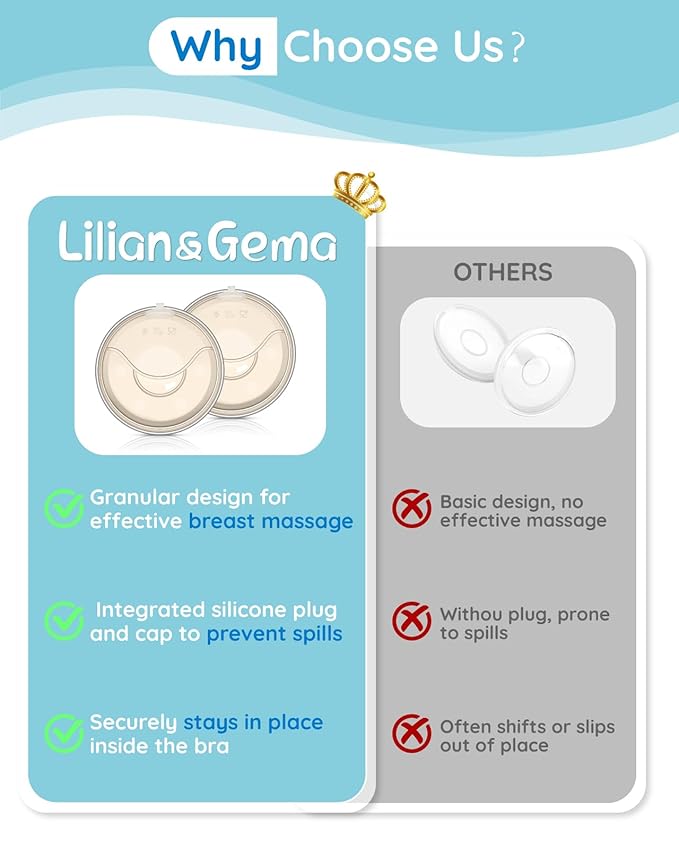 Lilian&Gema Milk Collector Catcher for Breastmilk - 2 Pcs Silicone Breast Pad Nursing Cup Milk Saver for Nursing Moms, Protect Sore Nipples, Extra-Soft and Reusable for Breastfeeding Beige