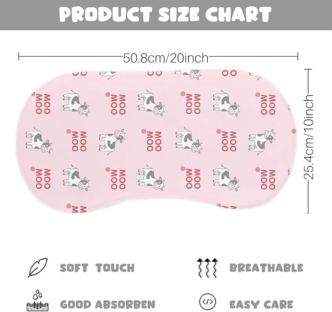 4 Pack Baby Burp Cloths for Girls, Soft Cotton, Pink Cow Print Design, Super Absorbent Baby Burping Cloths for Newborns, Machine Washable and Reusable Baby Spit-Up Cloths