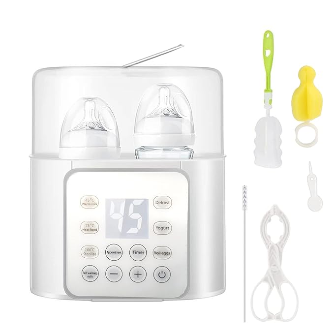 Baby Bottle Warmer, Fast Baby Food Heater Defrost BPA-Free Warmer Accurate Temperature Control for Breastmilk or Formula,9-in-1 Double Fast Warmer Bottle for Babies