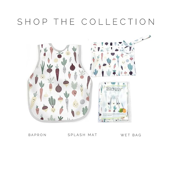 BapronBaby Root Veggies Bapron - No Neck Tie Safer Bib for Baby & Toddler - Soft Waterproof Stain Resistant - Machine Washable - Sz Preschool 3-5yrs