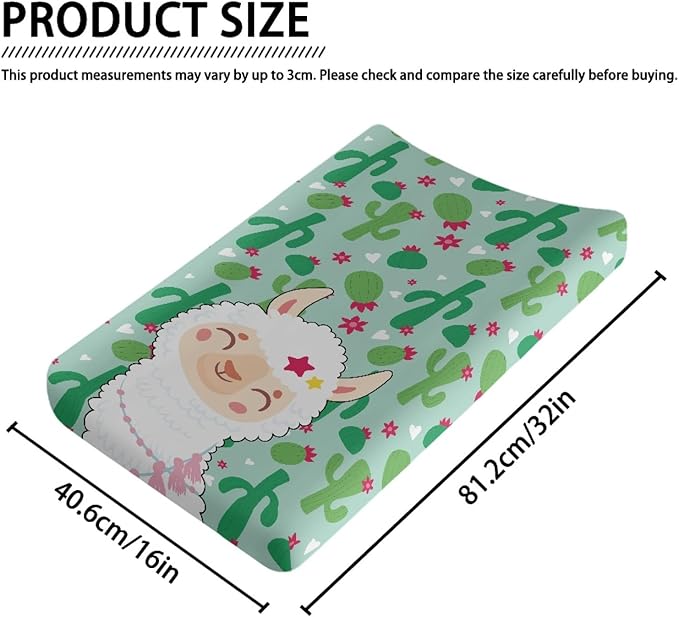 GOSTONG Girls Boys Changing Pad Cvoer with Cactus Alpaca Elastic Soft Changing Mat Sheets Fits 32"x16" Diaper Changing Table, Lightweight & Machine Washable