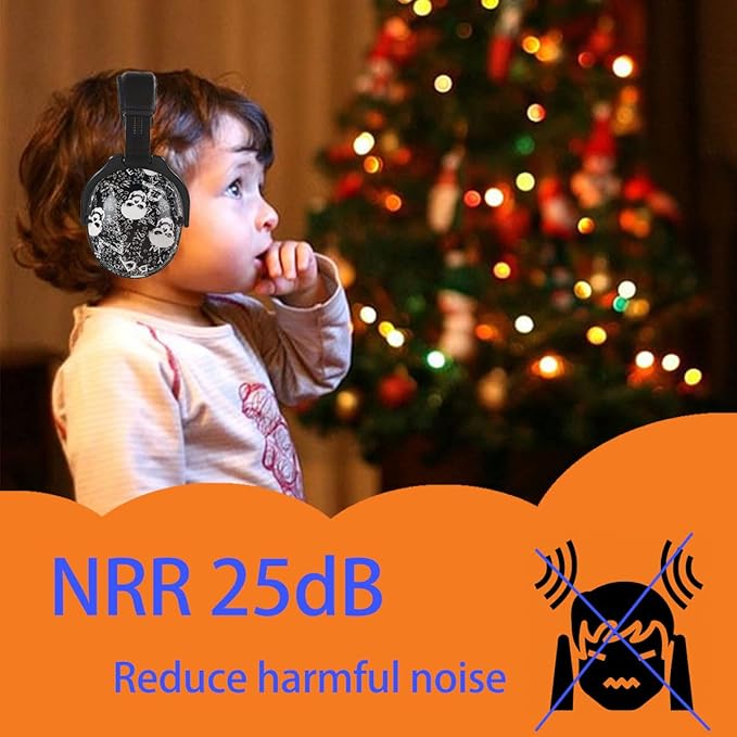 Kids Hearing Protection,25dB NRR Noise Reduction,Sound Proof for Kids,Toddler,Safety Earmuffs for Concert,Airplane,Autism,Monster Jam,Travel,School- Skull