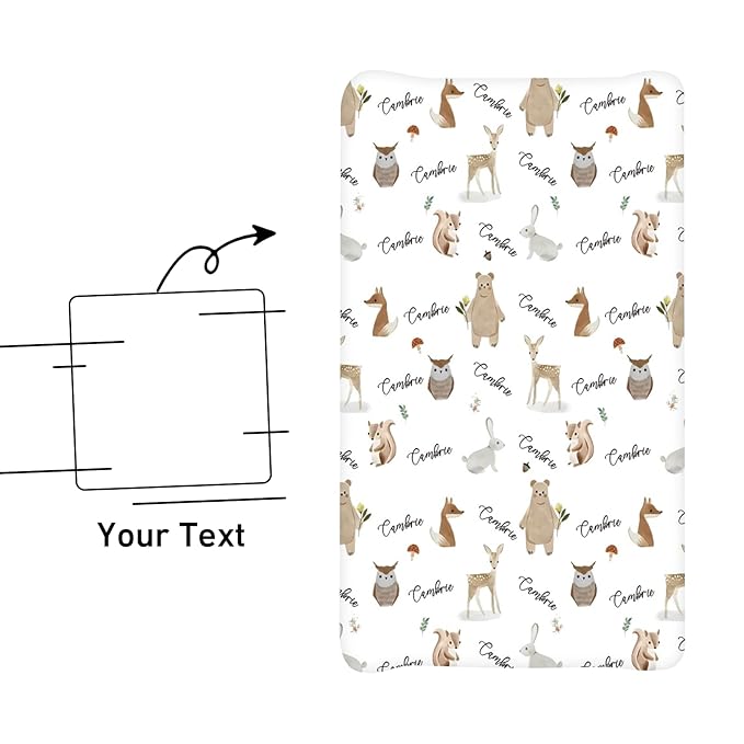 Personalized Baby Changing Pad Cover - 2 Piece Cute Print Baby Pee Pad Cover Nursery Bedding with Name Portable Diaper Changing Pad Gifts for Infant