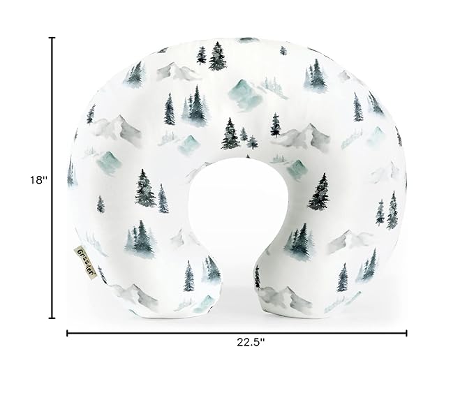 GRSSDER Nursing Pillow Cover Stretchy Minky Removable Nursing Covers for Breastfeeding Pillows, Ultra Soft Comfortable Slipcover for Boys, Wild Forest Pattern