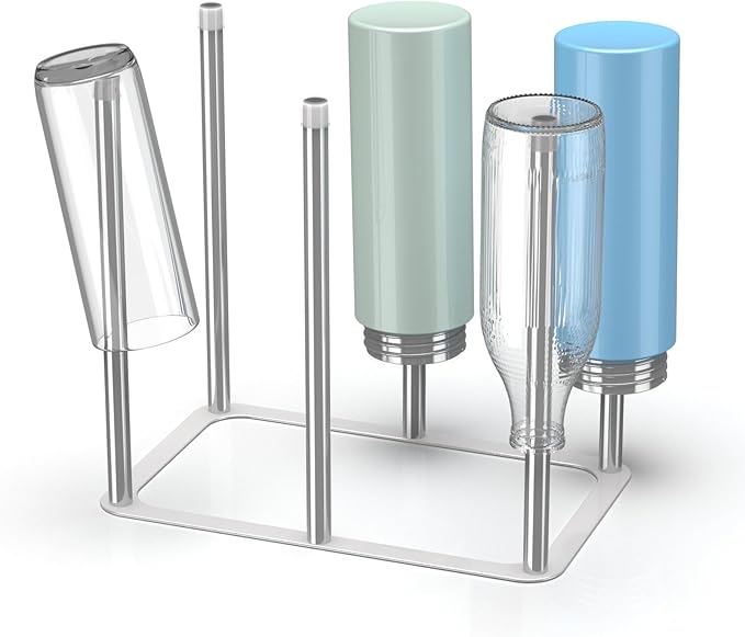 Water Bottle Drying Rack,Stainless Steel Bottle Rack Dryer, Plastic Bag Drying Rack, Dry Rack for Bottles,Space Saving Countertop Rack for Glass,Cups, Mugs,Mason Jars and Sports Bottles