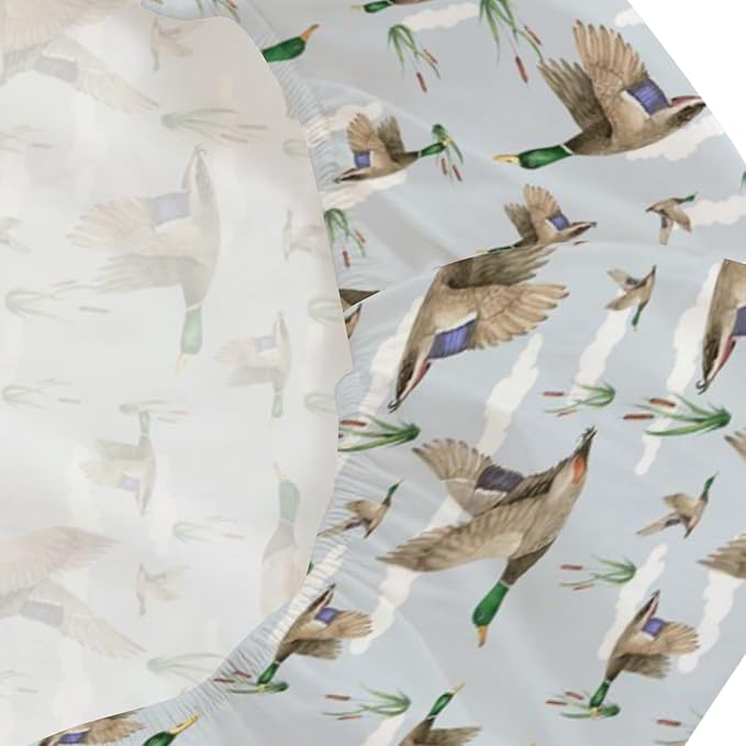 Changing Pad Cover for Baby Girls Boys, 32"/34" x 16" Safe Snug Diaper Change Table Pad Covers, Soft Stretchy Changing Pad Sheets Duck Hunting Mallard Hunter Theme Nursery Decor