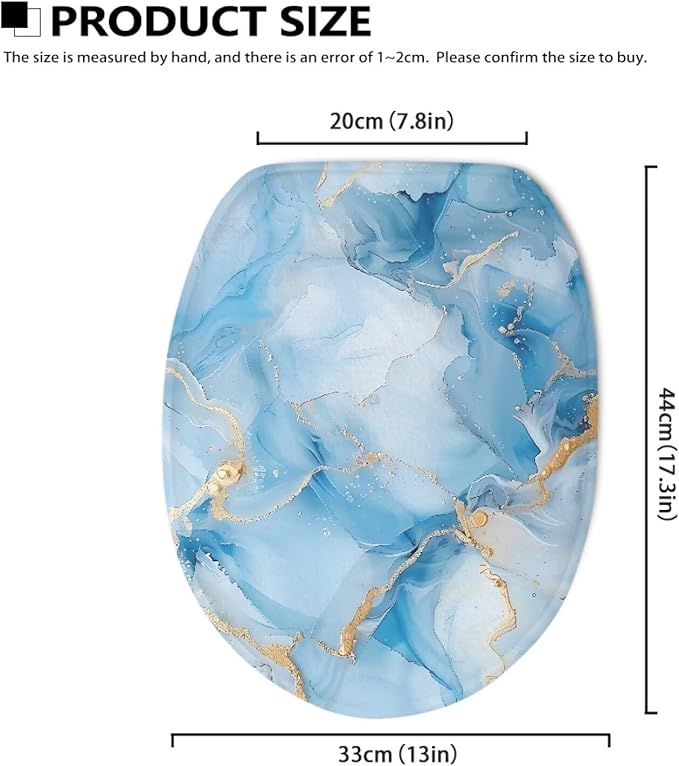 Blue Marble Toilet Lid Covers - Polyester Fabric Bathroom Seat Covers - Elastic Bottom - Soft and Breathable - Universal for Most Toilet Bowl Lids
