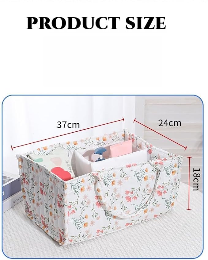Diaper Caddy Organizer,Cute Floral Nursery Storage Basket,Soft Portable Changing Table Car Caddy Organizer Gift (Floral D)