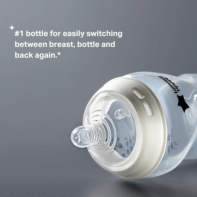 Tommee Tippee Advanced Anti-Colic Baby Bottle Nipples, Breast-Like, Soft Silicone, Medium Flow, 3m+ & Closer to Nature Baby Bottles Slow Flow Breast-Like Nipple with Anti-Colic Valve (9oz, 4 Count)