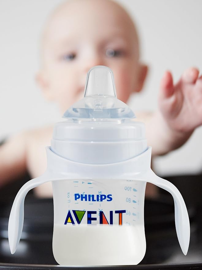 Sippy Cup Soft Conversion Kit for Philips Avent Anti-Colic Baby Bottle, Toddler Transition Kit with Silicone Sippy Spout Nipple, Weighted Straw, Bottle Handle, Cleaning Brush, 3-Pack