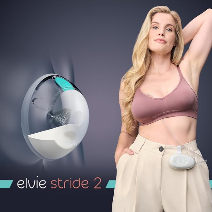 Elvie Stride 2 Hospital-Grade, App-Controlled Single Breast Pump - Hands-Free, Wearable, Ultra-Quiet & Electric with 10-Settings & Rechargeable