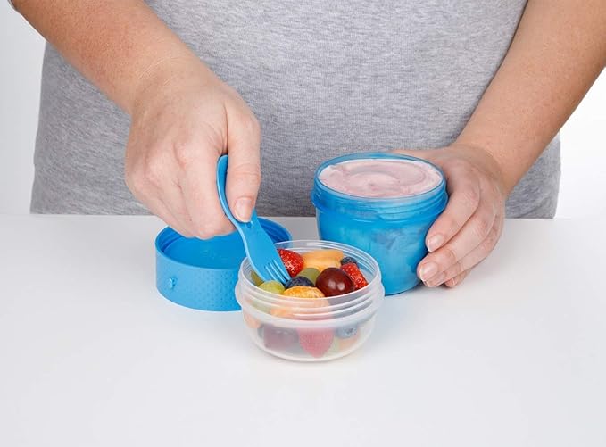 Sistema Pack of 2 Snack Capsule to Go Snack Cups, 515 ml, Assorted Colours