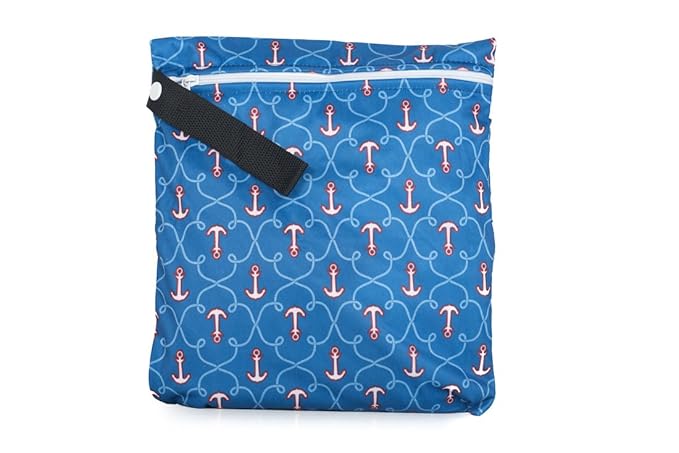 Buttons Cloth Diapers Waterproof Washable Reusable Zippered Laundry Wet Bag (Small, Anchored)