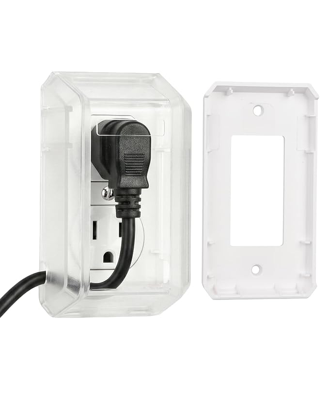 Bates- Baby Safety Outlet Cover Box, Transparent Door, Baby Proof Outlet Covers, Plug Covers for Electrical Outlets