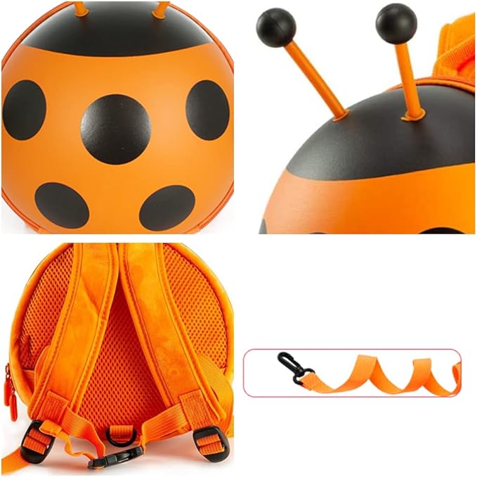 Happykids Toddler Mini Backpack with Removable Safety Leash,Baby Anti-lost Ladybug Bag,Travel
