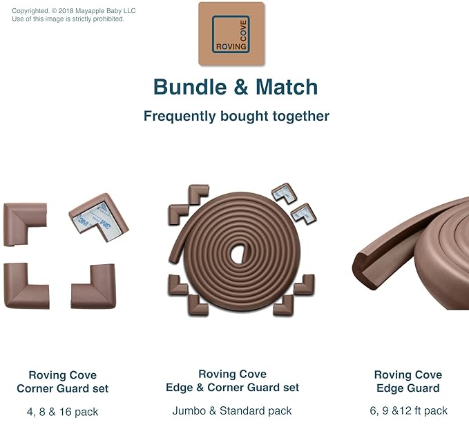 20 Corners - Bundle & Save - RovingCove HeftyFit Corner Guards, Coffee Brown