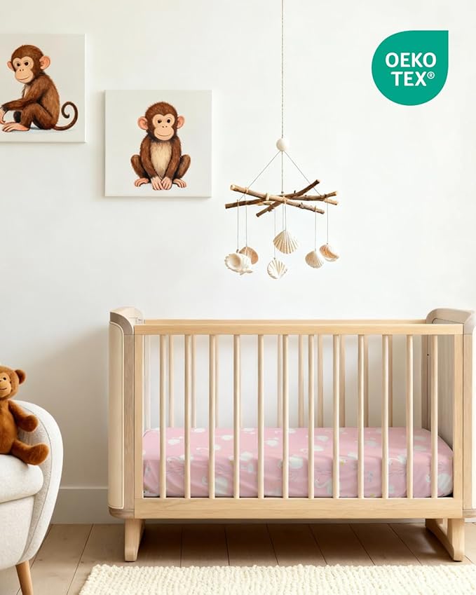 2-Pack Mini Crib Sheets Fitted - Pack N Play Sheets for Pack and Play Mattress - Stretchy Soft Microfiber Playard Bedding - Mini Toddler Bed Cover Boys & Girls - Easy-Fit, Oeko-Tex - 38 x 24in - Swans