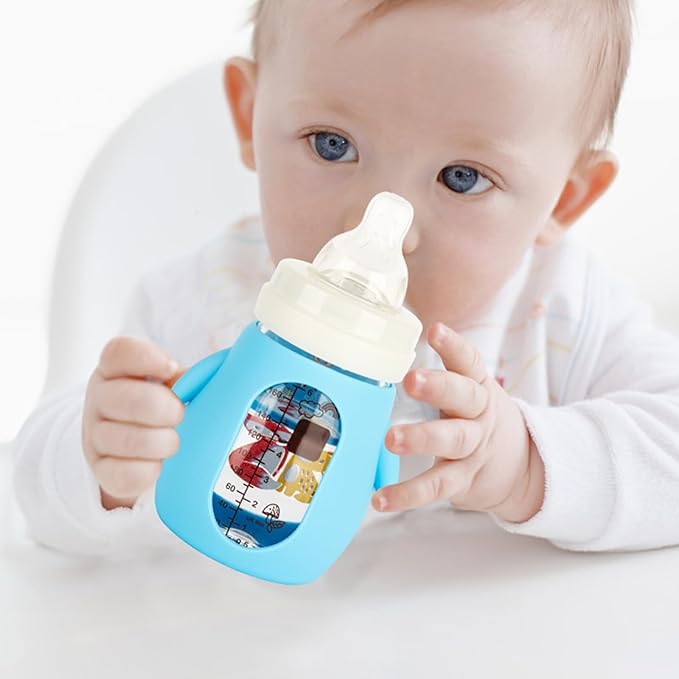3 Pack Silicone Sleeves for Mam Baby Bottles 6oz,Anti Breakage Baby Bottle Holder Compatible with MAM Glass Baby Bottle.