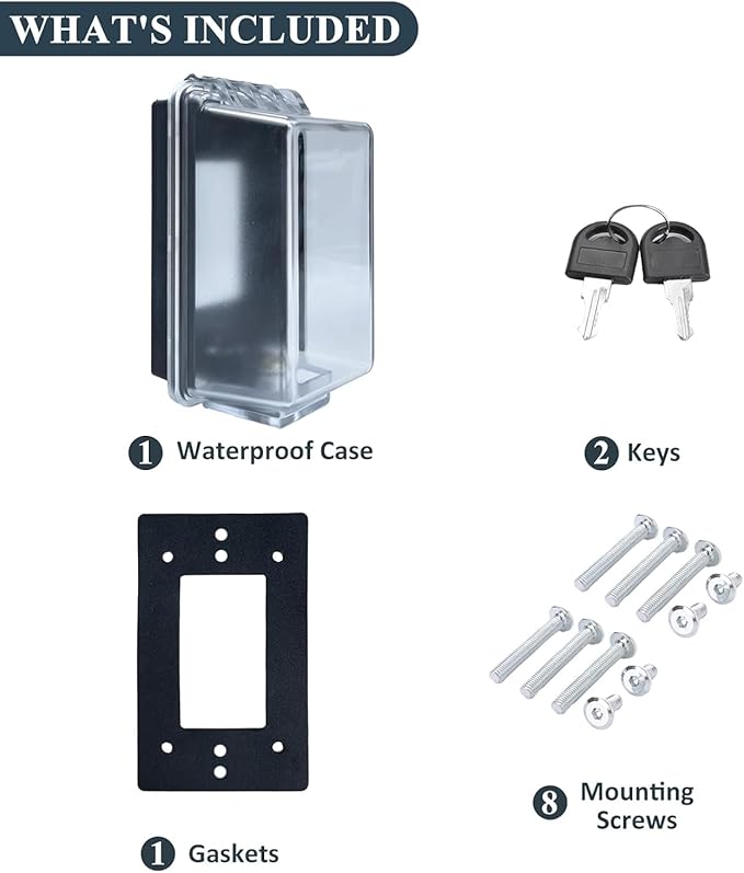 Baby Safety Outlet Cover Box-Key Lock for Much Better Toddler Proofing,Easier Operation,Simple 4 Step Install with Included Screws,Suitable for all Standard Electrical Outlets and Wall Switch