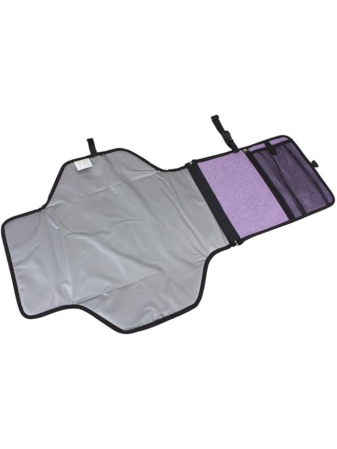BODHI Baby Portable Water Resistant Diaper Changing Pad & Diaper Changing Kit Travel Bag Baby Station On The Go, Purple Chambray
