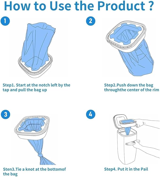 6 Pack Jumbo Square Refills Disposal Bags Refill, 42FT refill Pet Waste Bags Compatible with Pet Dogs Genie Dog Waste Disposal System Pails for Outdoor and Indoor