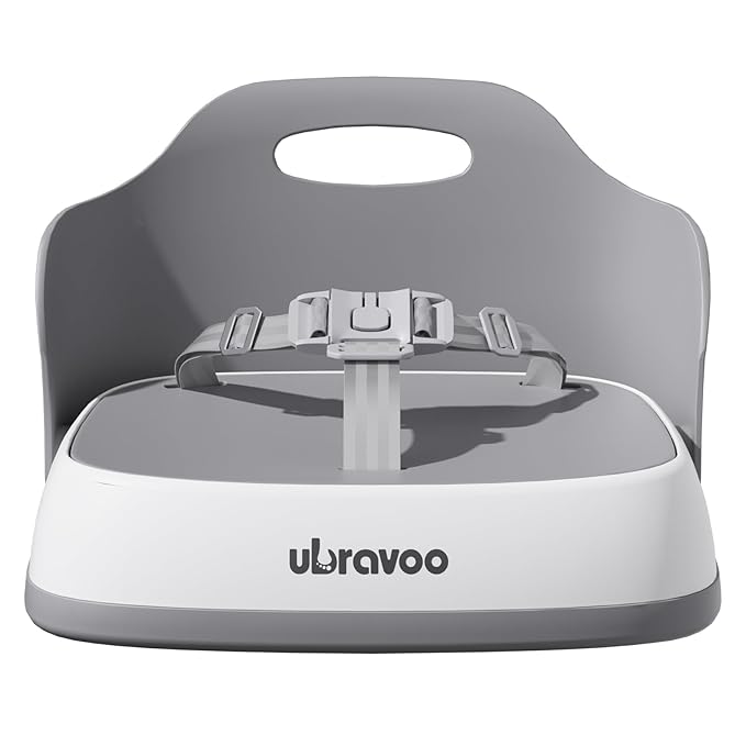UBRAVOO Baby Booster Seats, Portable High Chairs for Babies and Toddlers, HighChair for Baby from 6 Months to 3 Years, Sitting Up to 15 kg (Grey)