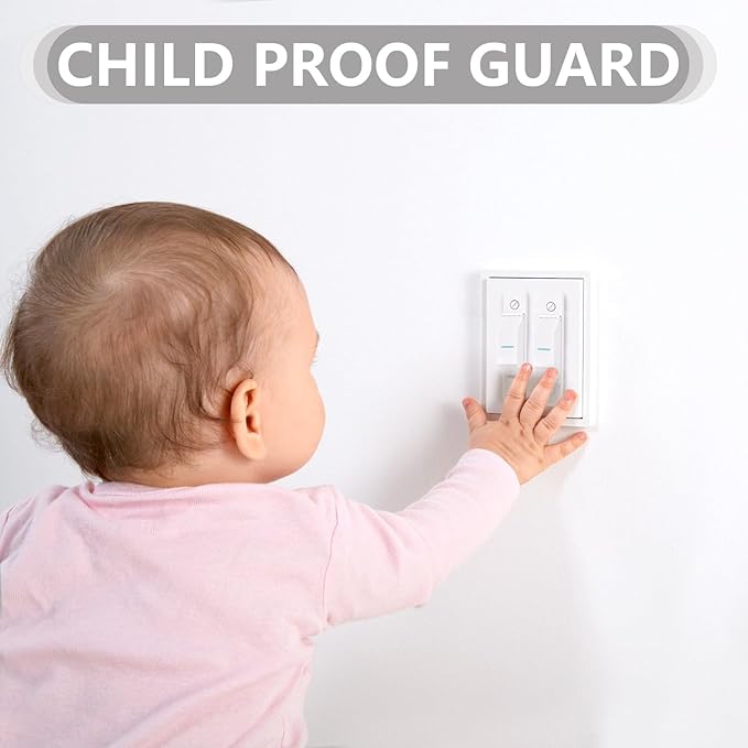 2 Pack Light Switch Cover Guard,Wall Light Switch Lock With Glow In The Dark Effect, Child Proof Wall Switch Cover Keeps Lights or Switches from Being Accidentally Turned ON or OFF (White)