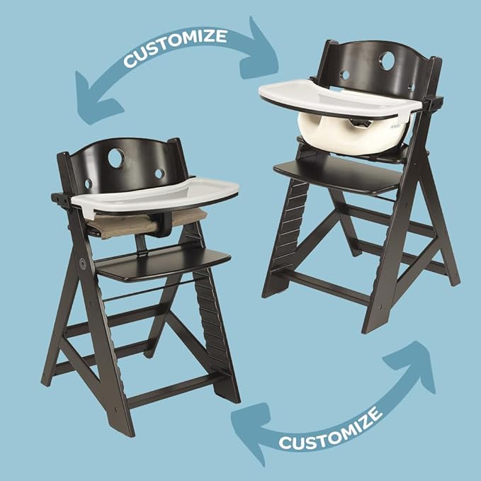 Keekaroo Height Right High Chair with Infant Insert & Tray, Espresso/Rasberry