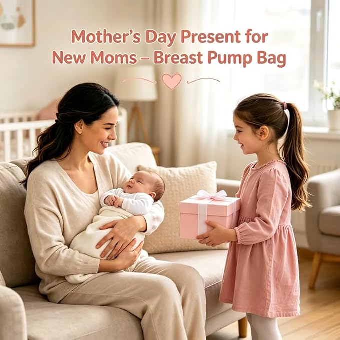 Breast Pump Bag Compatible with Spectra S1 and S2 with Insulated Compartment,Breast Pump Storage Bag with Water Resistant Mat for Pumping Essentials,Pink,Bag Only