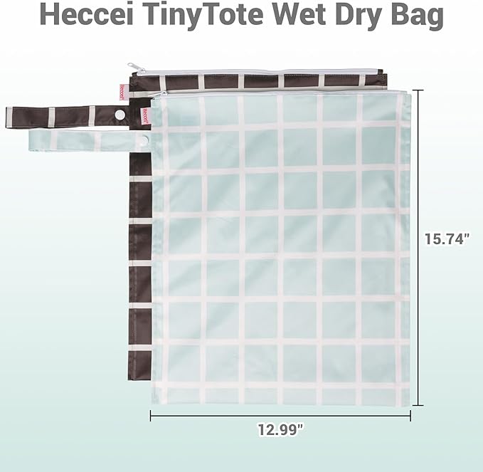 HECCEI Wet Dry Bag, 2-Pack Reusable Waterproof Wet Bags for Swimsuits & Baby Clothes, Leakproof Cloth Diaper Wet Bags for Travel & Diaper Changes (Nordic Blue)