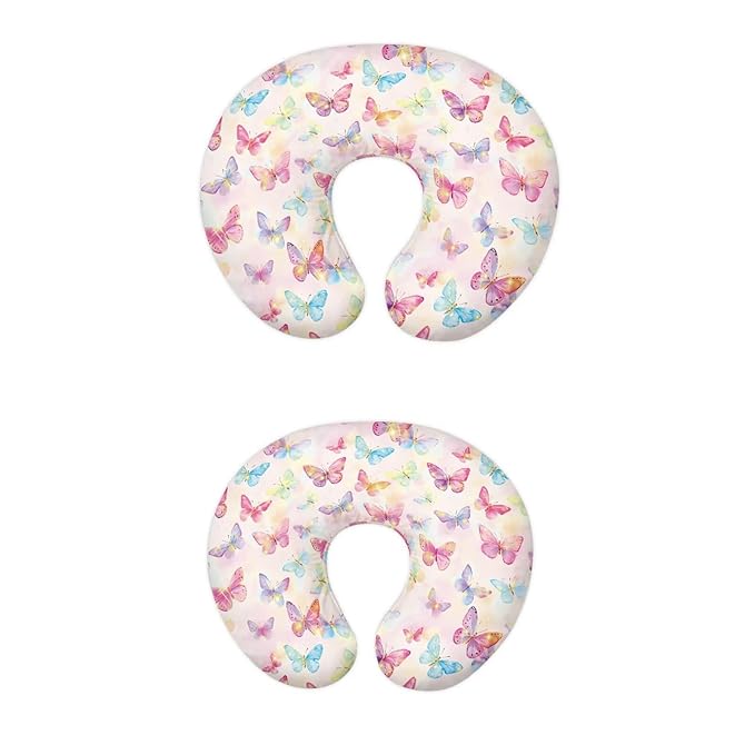 Multicolored Butterfly Nursing Pillow Cover for Baby Boy Girl Breastfeeding Nursing Pillow Slipcovers Super Soft Easy to Use and Dustptoof