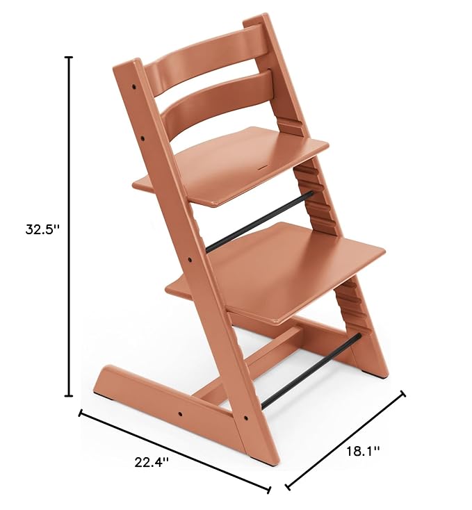 Tripp Trapp Chair from Stokke, Terracotta - Adjustable, Convertible Chair for Toddlers, Children & Adults - Convenient, Comfortable & Ergonomic - Classic Design