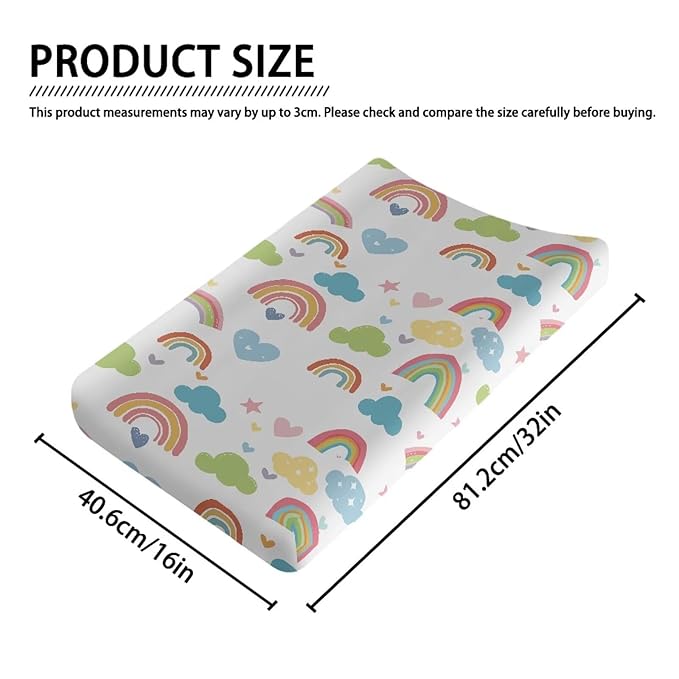 Rainbow Clouds Baby Changing Pad Cover Soft Breathable Baby Nursery Diaper Changing Table Pad Cover One Size Cute Change Mat Sheets Protector