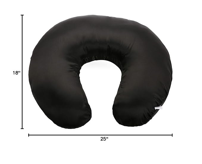 Pro Goleem Satin Nursing Pillow Cover Silk Feeling Soft Feeding Pillow Slipcover for Breastfeeding Moms Fits Standard Infant Nursing Pillow or Positioner Black