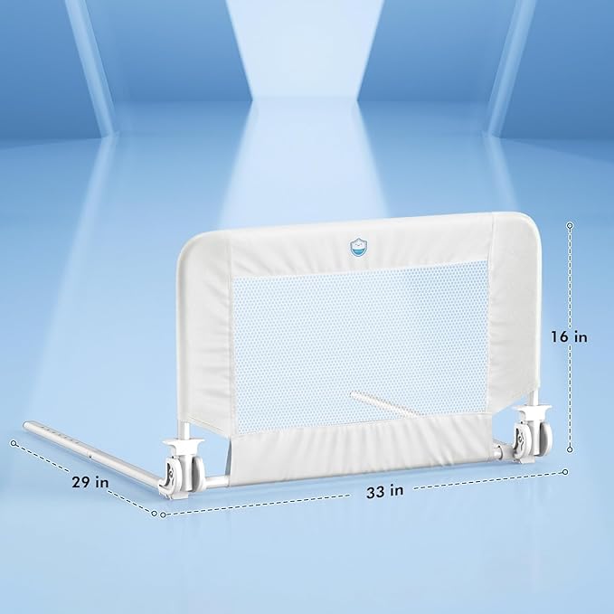 Salcod 33inch Universal Swing Down Crib Rail Guard, Convertible Crib Bed Rail for Toddlers, with Reinforced Wing Nut Safety System, Compatible with All Major Brand of Crib