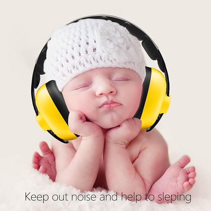 BBTKCARE Baby Ear Protection - Noise Reduction Earmuffs 3-36 Months - Comfortable Baby Headphones Against Hearing Damage & Improves Sleep - Yellow