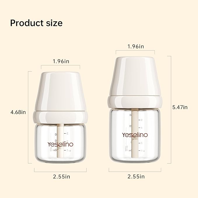 Natural Nursing Glass Baby Bottle - with Anti-Colic Vent System - BPA-Free, 3 oz and 5 oz with Slow Flow & Medium Flow Nipple, 0-6 Months, 2 Pack (Includes 4pcs Nipples)