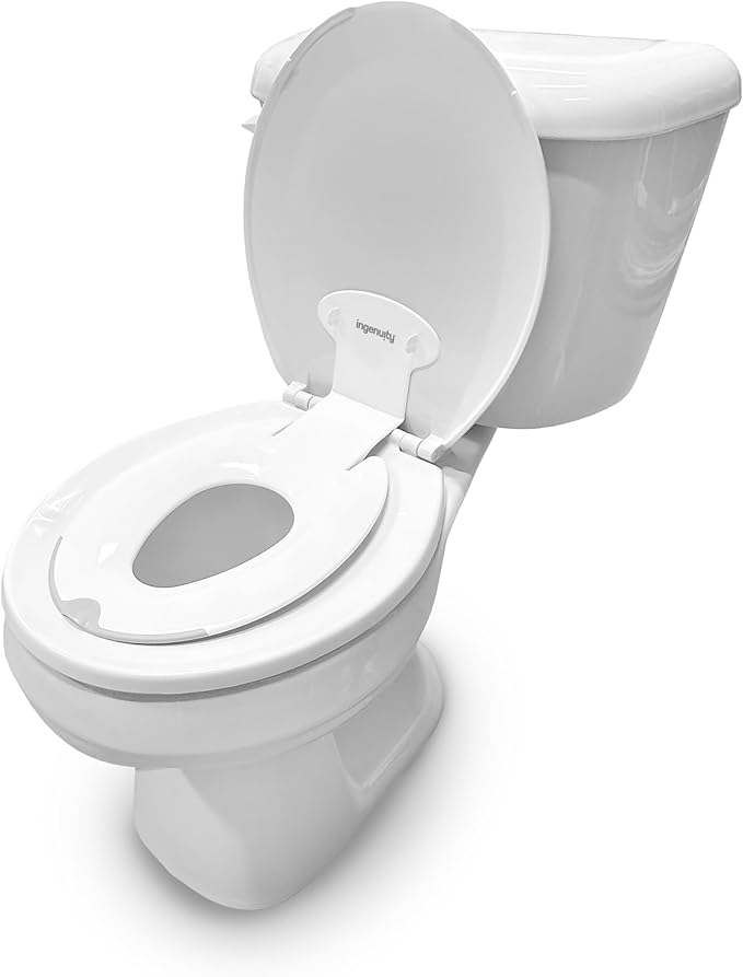 Ingenuity: ity by Ingenuity Flip & Sit Potty Seat (White) – Easy to Set Up & Remove Potty Training Seat That Attaches to Adult Toilet Seat
